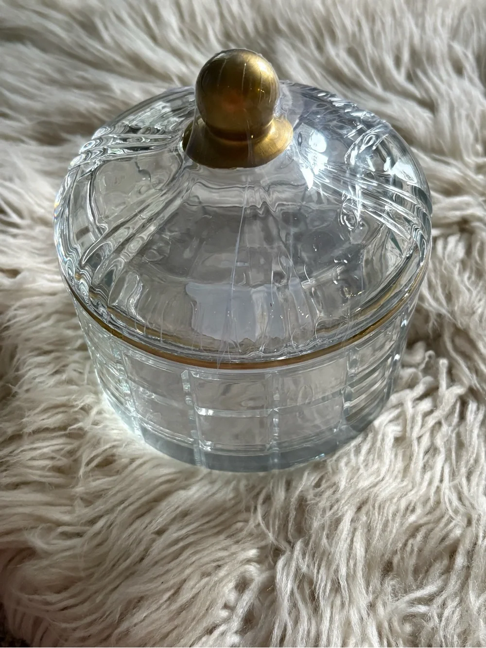 Target Clear & Gold Glass Trinket Box Vanity Bathroom Kitchen Candy Dish Storage